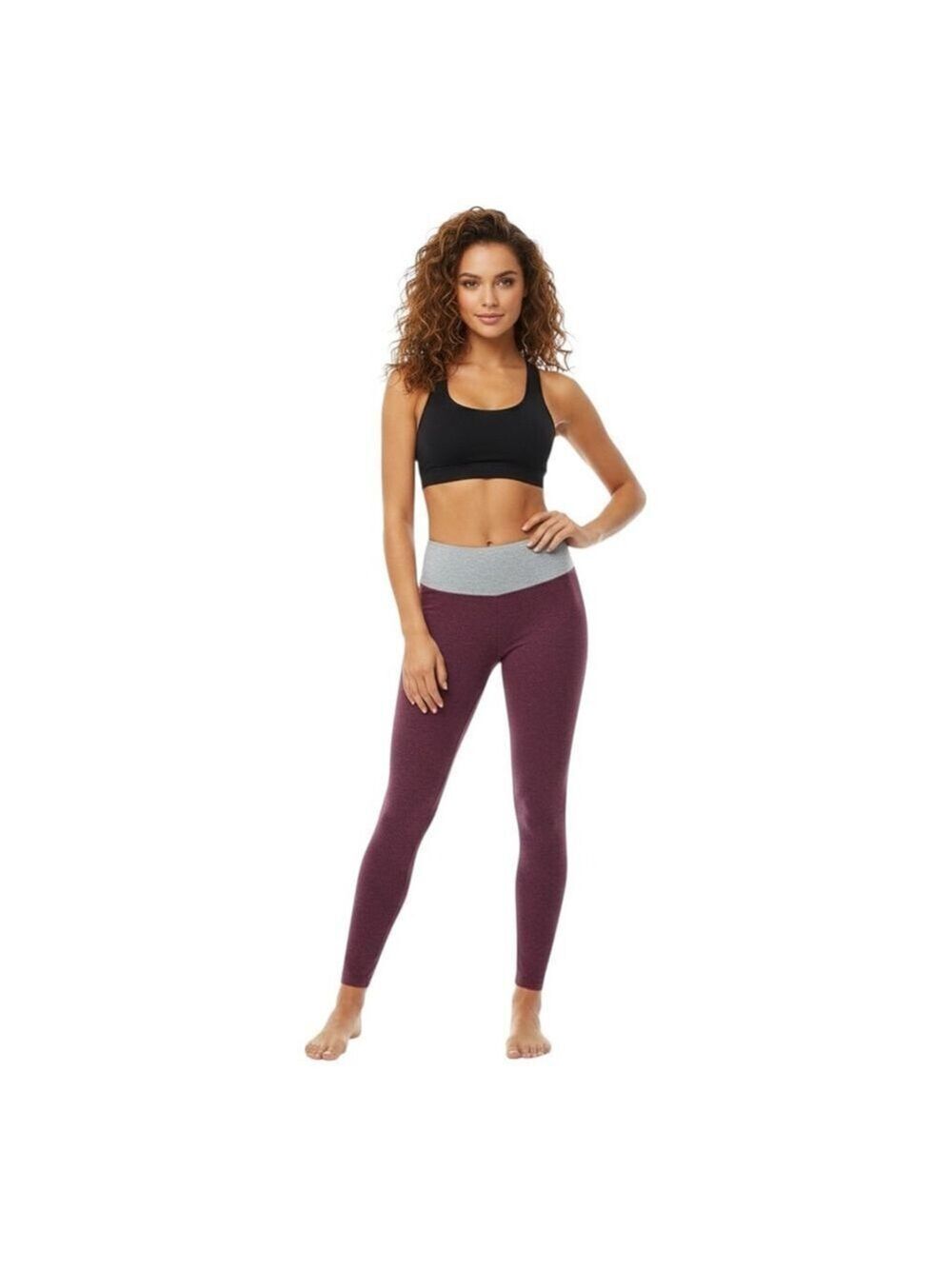 Victoria's Secret Burgundy Leggings Gray Waistband Small Athleisure